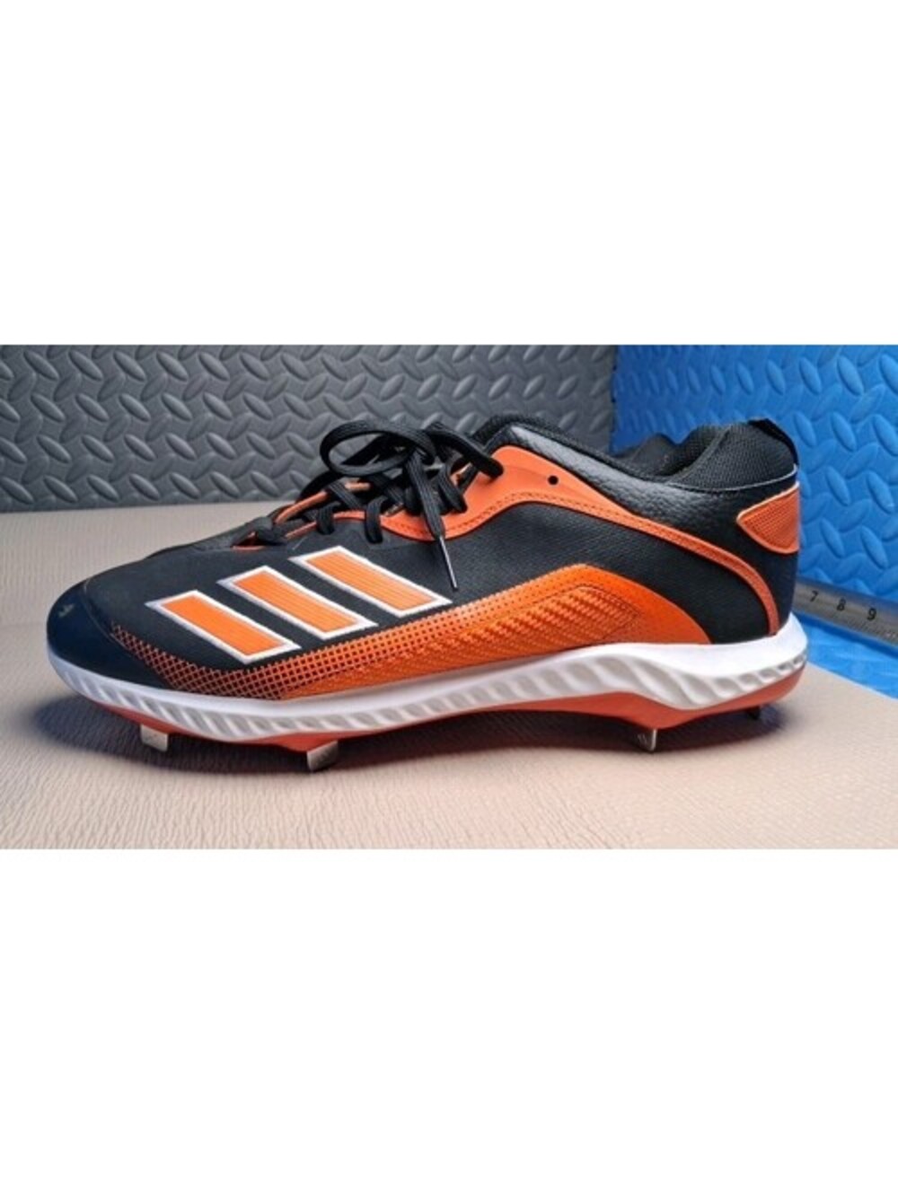 Adidas Mens Icon 6 Bounce Baseball Cleats,  Orange and Black Metal.  Size 16